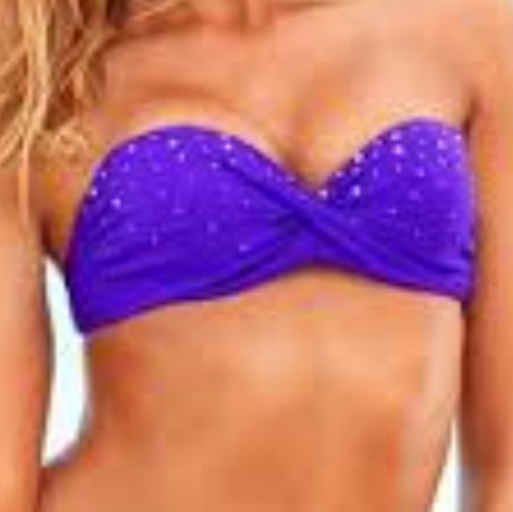 Victoria's Secret Vibrant Purple Bikini Top Convertable Strapless Underwire 38D